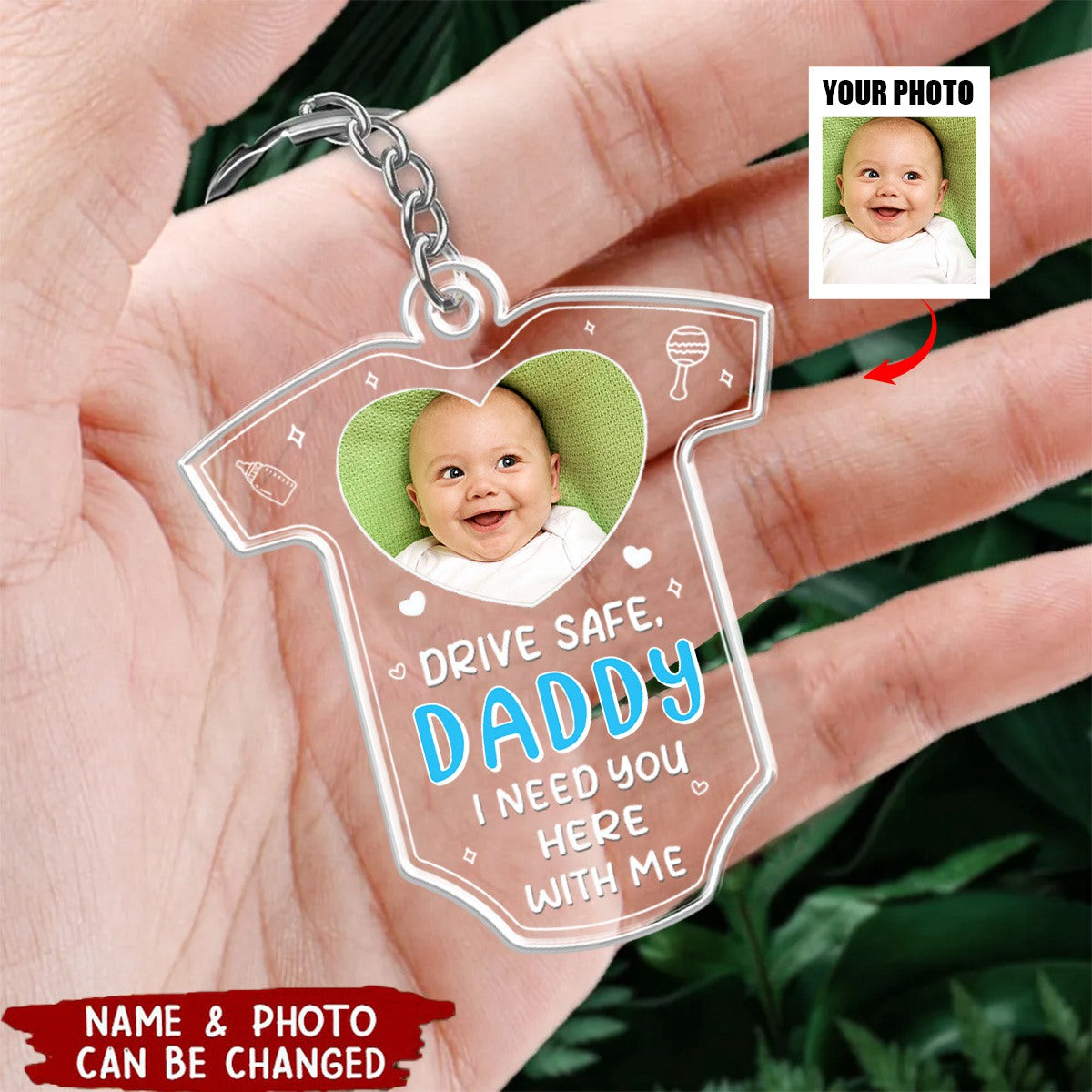 Custom Photo Drive Safe We Need You To Be Here - Family Personalized Acrylic Keychain