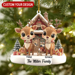 Reindeer Family Personalized Christmas Ornament