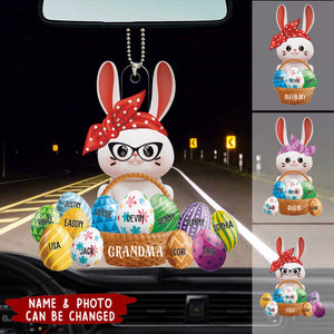 Custom Title Grandma Nana With Kids Names - Personalized Car Ornament