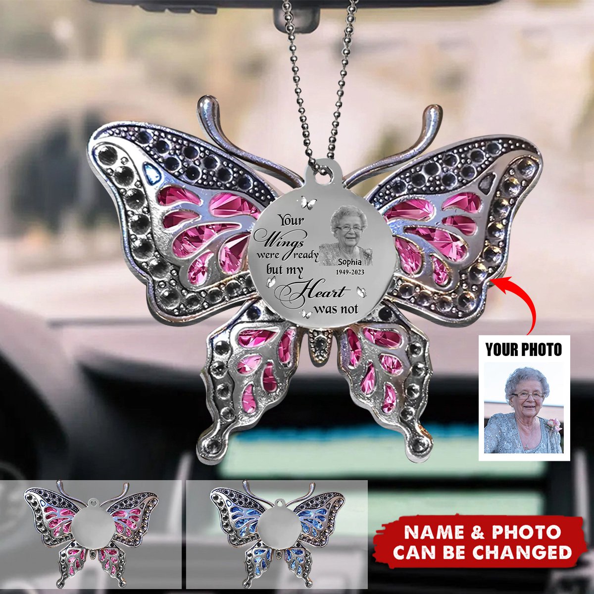 Personalized Memorial Butterfly Aluminum Ornament - Upload Photo - Memorial Gift Idea For Family Member/ Mother's Day/ Pet Lovers