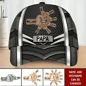 Grandpa Daddy Papa Hands To Hands Kids Metal Pattern Personalized Classic Cap