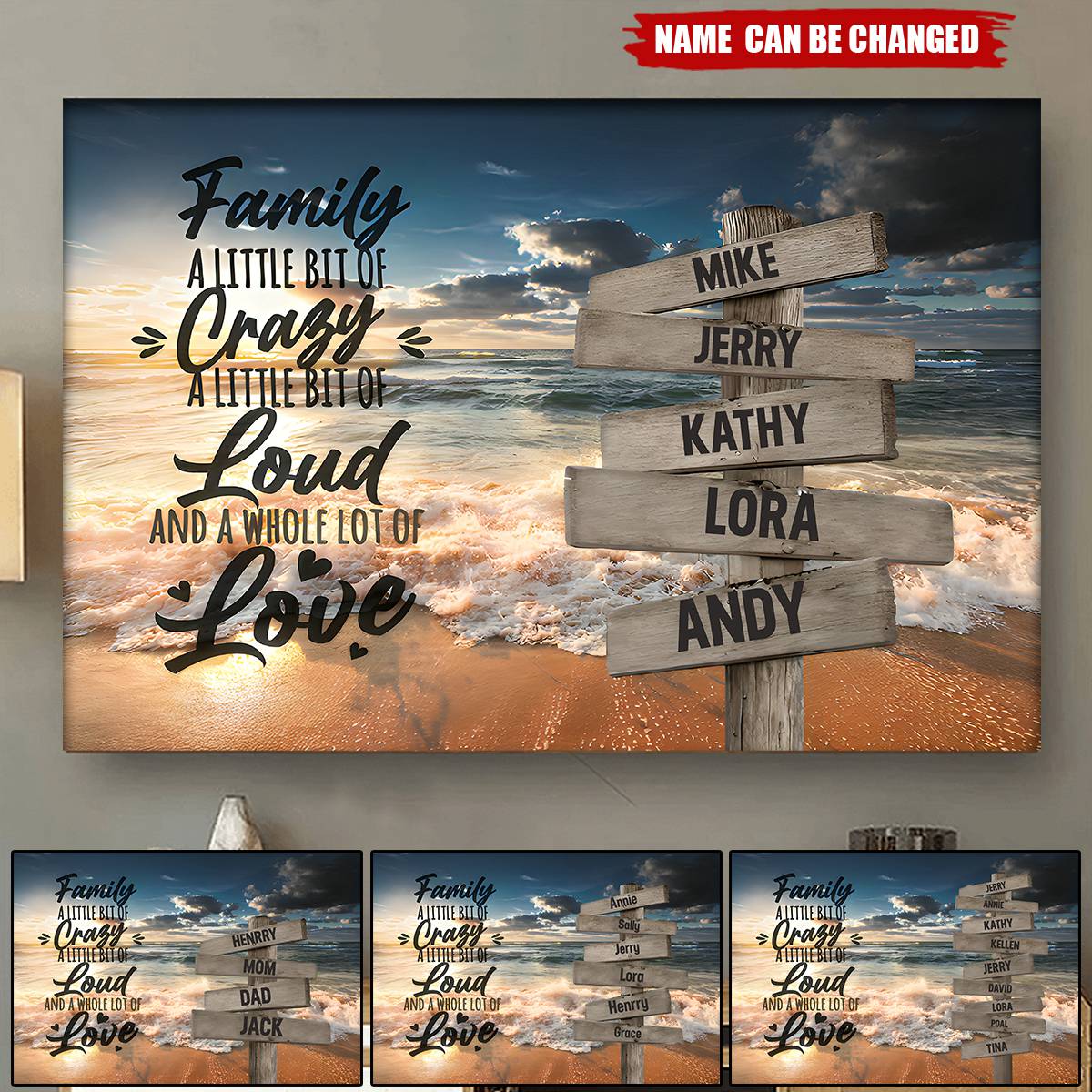 Ocean Sunset Color With Saying 2 Multi-Names Personalized Premium Poster