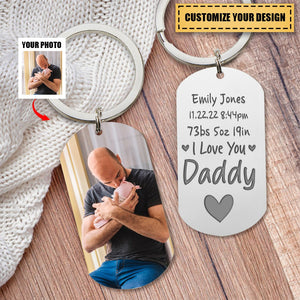 I Love You, Daddy, Custom Photo Keychain, Gift For Dad