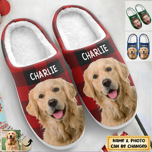 Custom Photo Happiness Is A Warm Puppy - Dog & Cat Personalized Custom Fluffy Slippers - Gift For Pet Owners, Pet Lovers