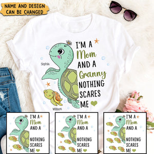 Nothing Scares Me Grandma Turtle Personalized T-Shirt