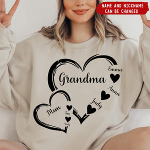 Personalized Mom Grandma And Grandkids Hearts Gift For Grandma Sweatshirt