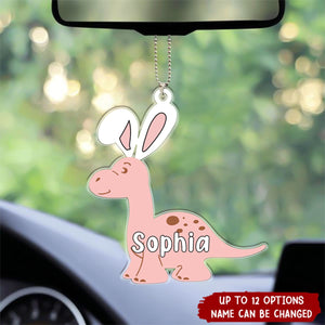 Dinosaurs Kid Name With Bunny Ears Cute Personalized Car Ornament