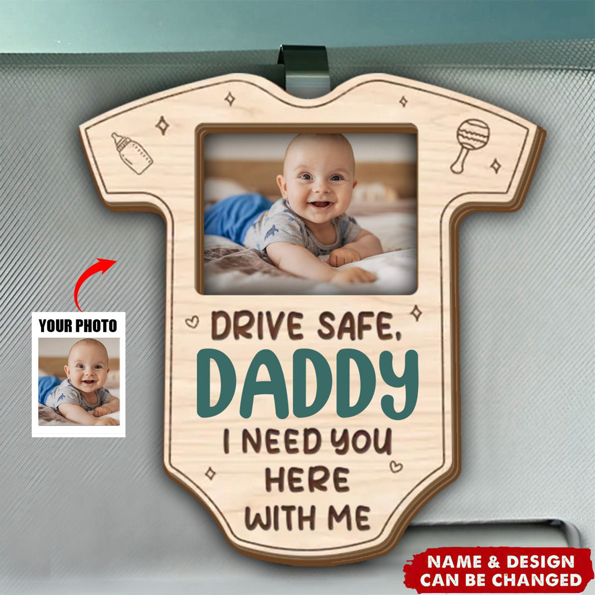 Custom Photo I Need You Here - Family Personalized Car Visor Clip