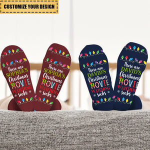 Christmas Movies Watching Socks - Personalized Crew Socks