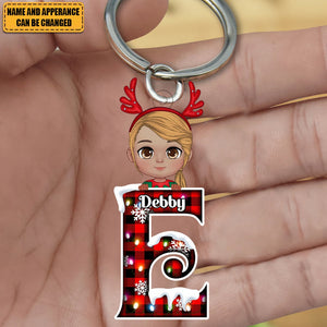 Christmas Alphabet Personalized Kids Arcylic Keychain