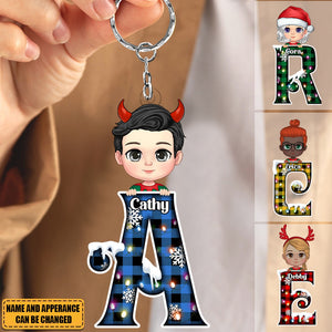 Christmas Alphabet Personalized Kids Arcylic Keychain